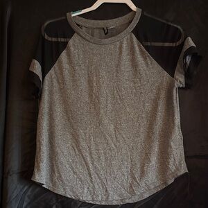 Gray and Black Women's Top